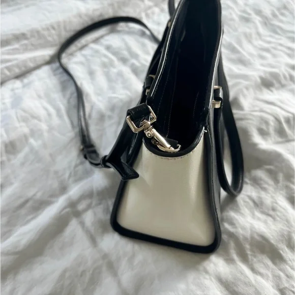 kate spade Black and White Leather Satchel with Gold Hardware - Picture 4 of 5